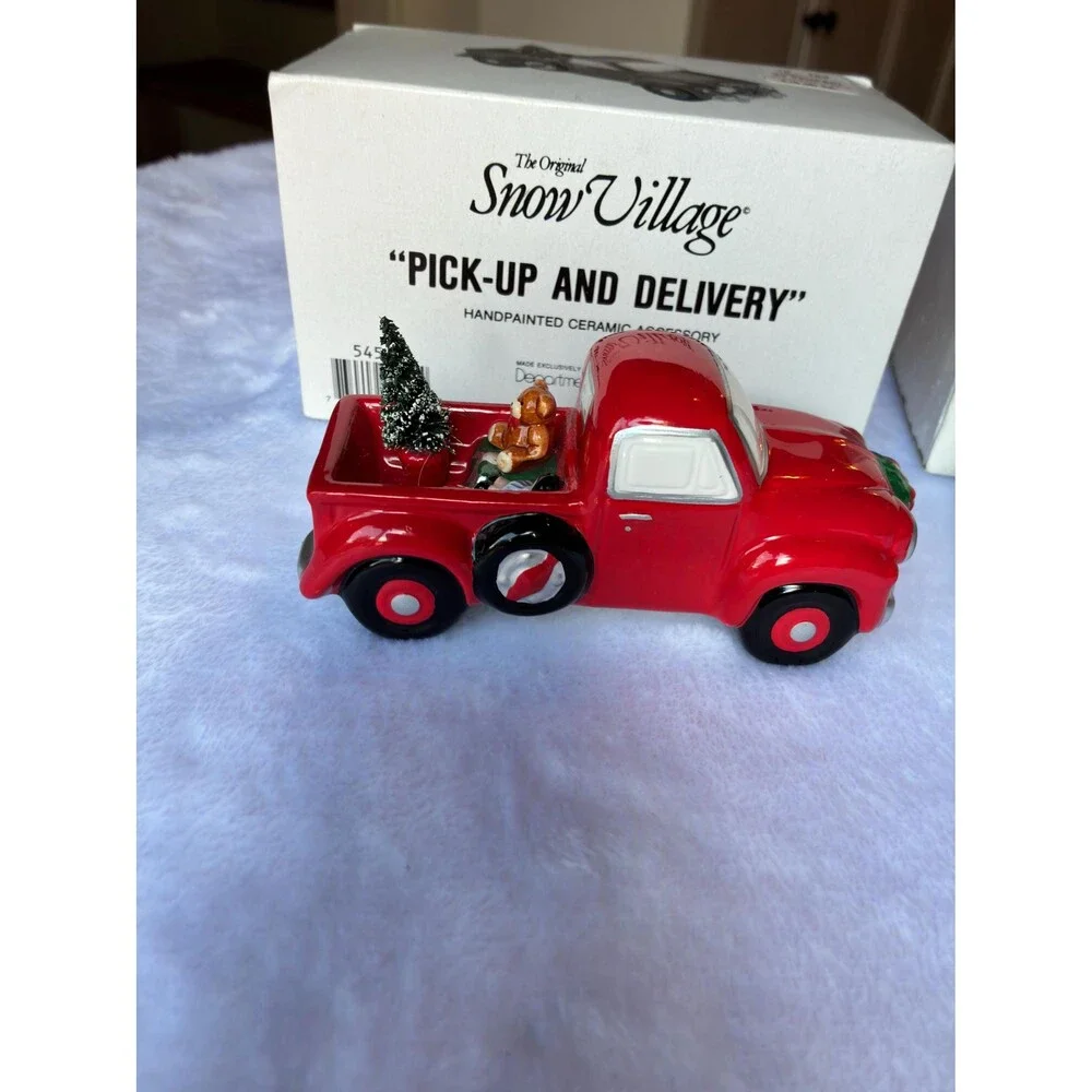 Vintage Department 56 Snow Village | Hand Painted Ceramic Pick-Up & Cadillac